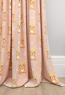 Little Bear, Peach Sorbet - Made to Measure Curtains